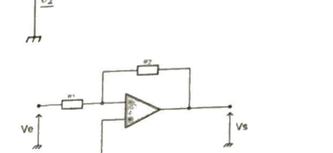 Montage amplificateur inverseur : Ve via R1 sur -, R2 en contre-reaction, + relié à la masse