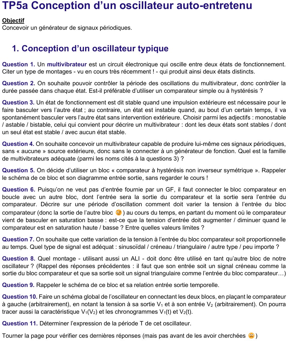 Énoncé TP5a conception, page 1 : questions 1 à 11