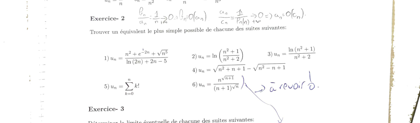 Énoncé — Exercice 2, six suites à équivalenter