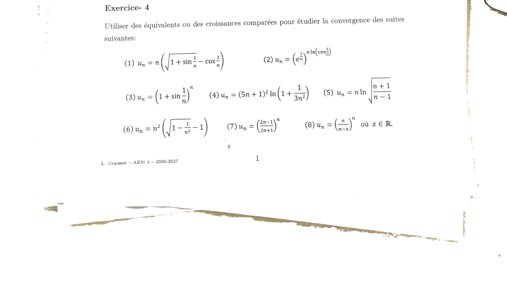 Énoncé — Exercice 4, huit suites à étudier