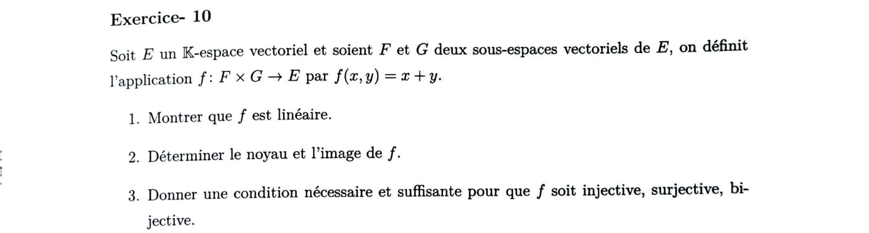 Énoncé TD2 Exercice 10 — f(x,y)=x+y sur F×G