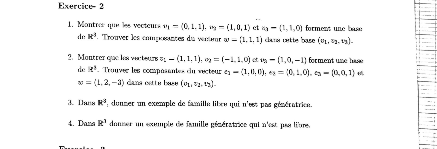 Énoncé TD2 Exercice 2 — bases de R3 et coordonnées